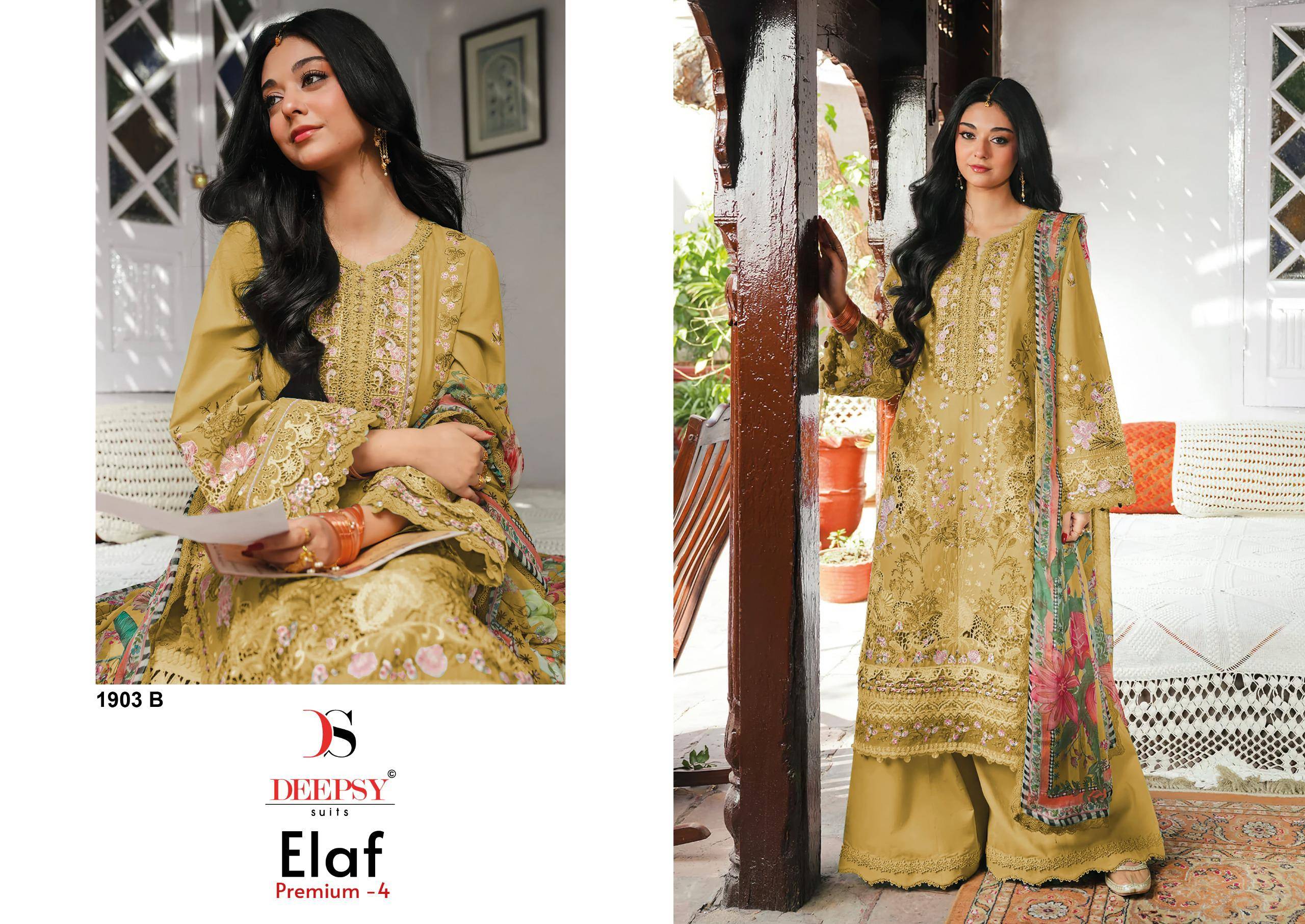 ELAF 1903 Premium-4 Luxury Lawn by DEEPSY SUITS Beautiful Pakistani Suits Wear Pure Cotton Dresses At Wholesale Price